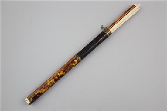 A Korean bone and tortoiseshell eating set, 19th century, 28cm